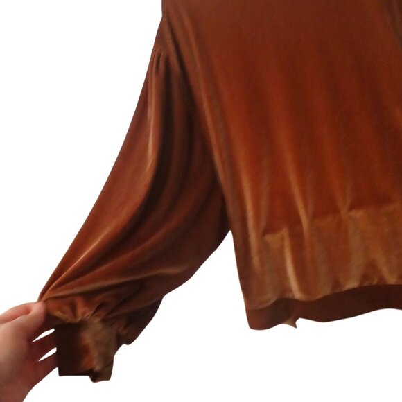 Ellos Womens Velvet Tunic Size 1X Brown Oversized Scoop Neck Soft Silky - Picture 4 of 5